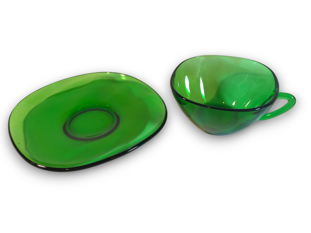 Vintage VereCo - Green Glass Espresso Cup and Sauce set image 5