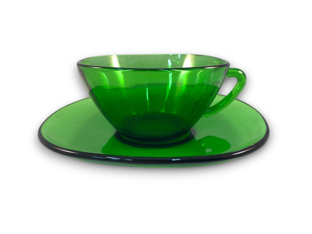 Vintage VereCo - Green Glass Espresso Cup and Sauce set image 1