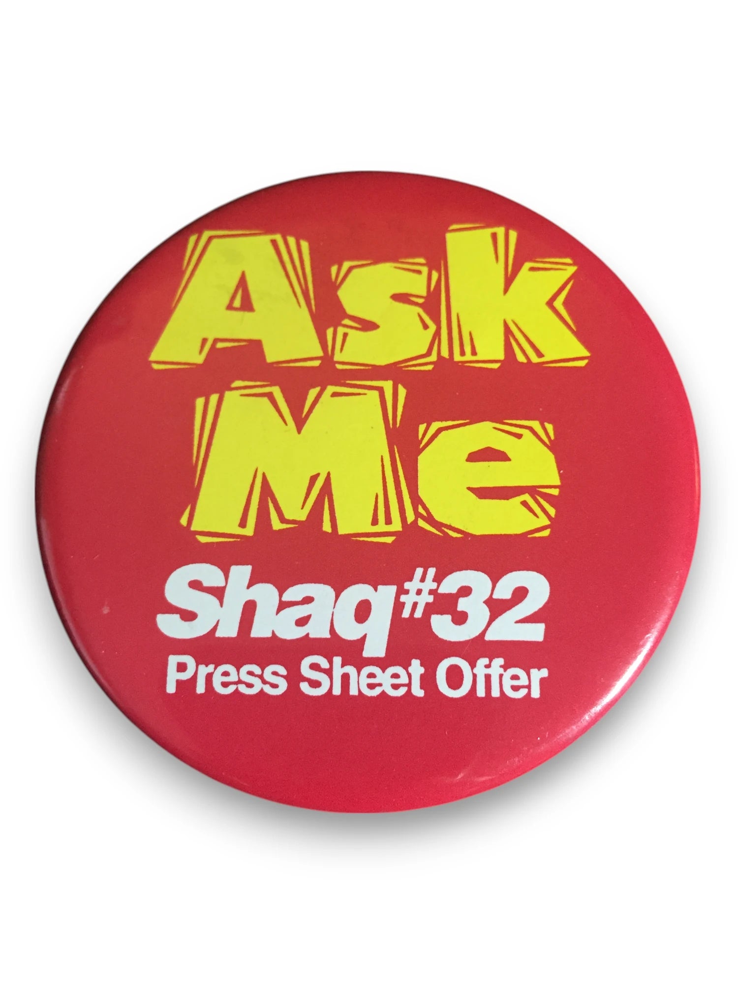 Vintage Shaq #32 “Ask Me” Press Sheet Offer Promotional Button image 1