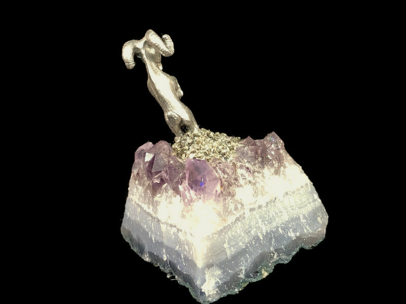 Pewter Ram on Amethyst Crystals image 6
